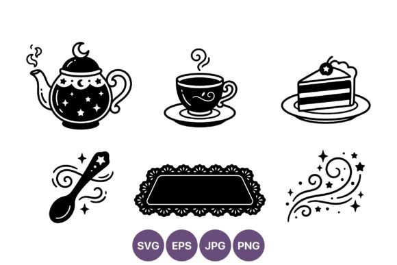 Celestial Teapot and Cake Vector Art: A Designer's Review