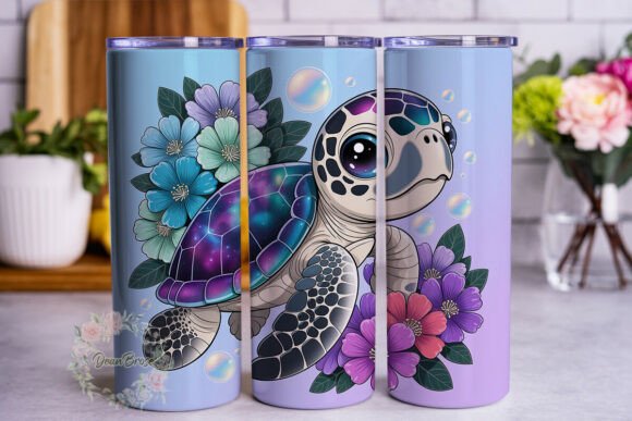 Cute Baby Turtle Floral 20oz Tumbler