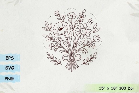 Cute Wildflower Bouquet Line Art: A Designer's Review