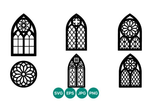 Gothic Black White Stained Glass Icons Review