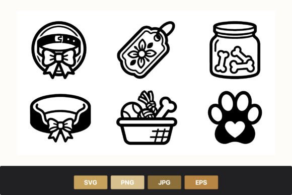 Pet Collar Bow Tag Basket Bones Vector Review