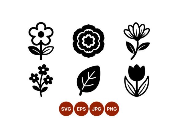 Simple Black White Flower Icon Set Review