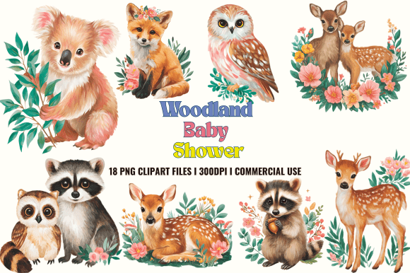 Woodland Baby Shower Clipart